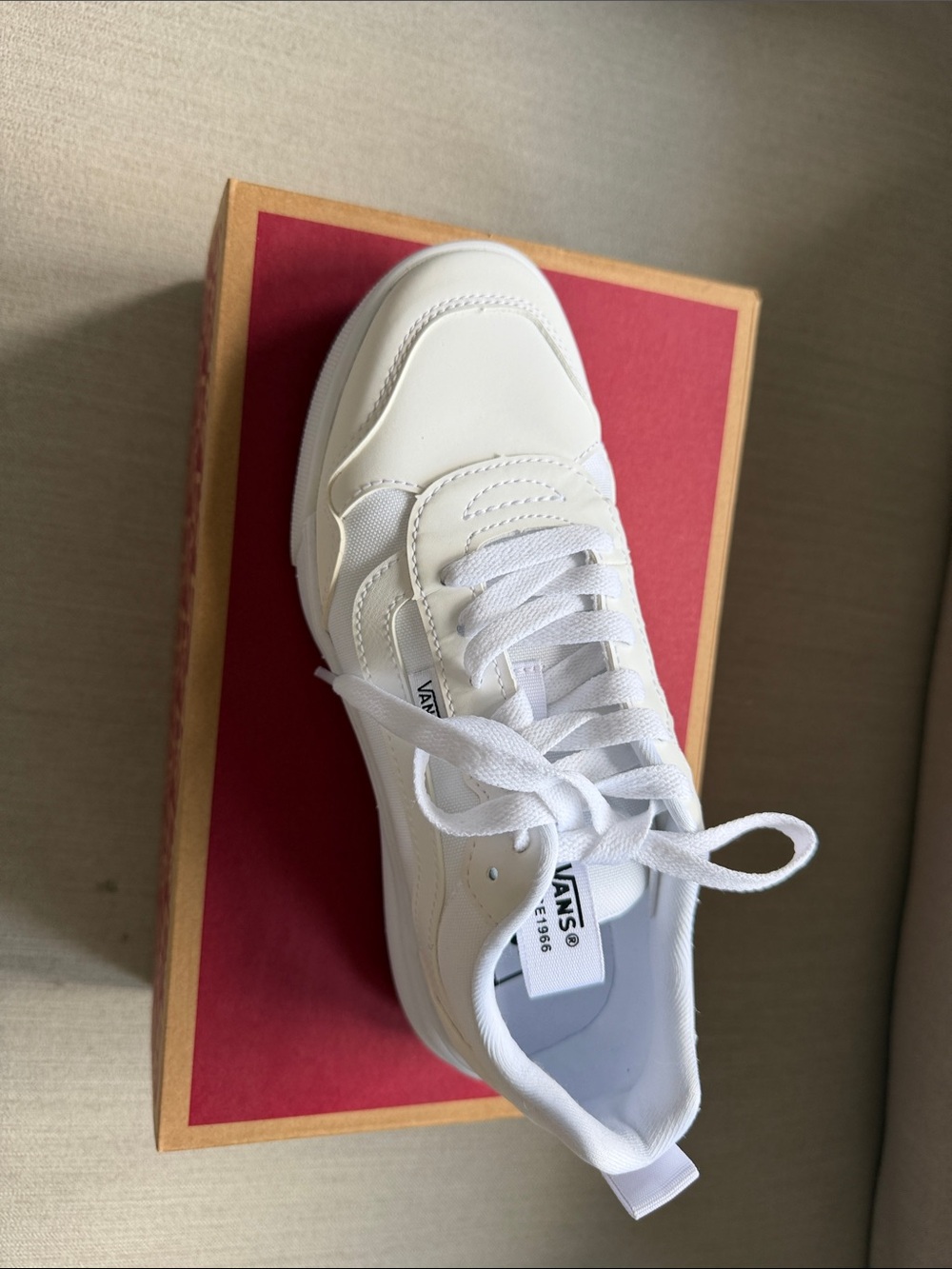 Vans White Low-Top Canvas Sneakers with Rubber Toe - Picture 3 of 5